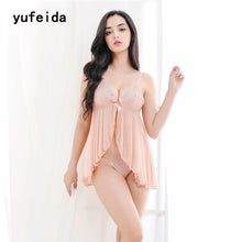YUFEIDA Sexy Cut Lace Vintage Semi Sheer Deep V Neck Hot Nightgown