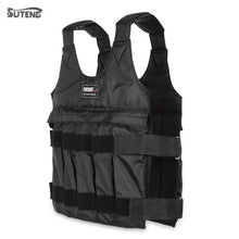 SUTENG 50kg Loading Weighted Vest Adjustable Gym Fitness Training Black Jacket Thicken Sanda Boxing Sparring Protect Jacket