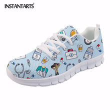 INSTANTARTS Spring Nurse Flat Shoes Women Cute Cartoon Nurses Printed Women's Sneakers Shoes Breathable Mesh Flats Female Shoes