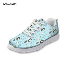 INSTANTARTS Spring Nurse Flat Shoes Women Cute Cartoon Nurses Printed Women's Sneakers Shoes Breathable Mesh Flats Female Shoes