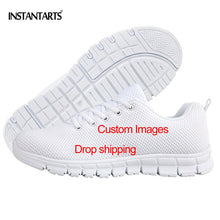 INSTANTARTS 2018 New Cartoon Nurse Printed Women's Flat Shoes Summer Breathable Mesh Sneakers Ladies Fashion Lace Up Flats Girls