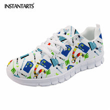 INSTANTARTS 2018 New Cartoon Nurse Printed Women's Flat Shoes Summer Breathable Mesh Sneakers Ladies Fashion Lace Up Flats Girls