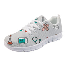 INSTANTARTS 2018 New Cartoon Nurse Printed Women's Flat Shoes Summer Breathable Mesh Sneakers Ladies Fashion Lace Up Flats Girls
