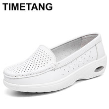 TIMETANG 2018 White Nursing Shoes Women Comfortable Work Shoes Slip On Casual Medical Shoes For Women Genuine Leather Soft C203
