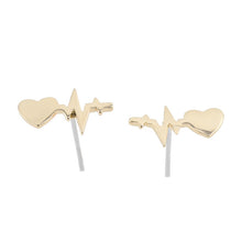 Fashion Women Girl Heart Electrocardiogram Shape Stud Earrings Heart Beat Doctor Nurse Metal Earring Jewelry
