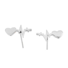 Fashion Women Girl Heart Electrocardiogram Shape Stud Earrings Heart Beat Doctor Nurse Metal Earring Jewelry