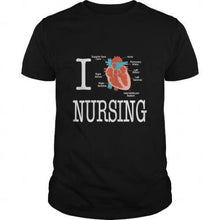 2018 New T Shirts Print I Love Nursing  Crew Neck Short Sleeve Mens Tee
