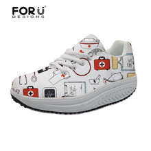 FORUDESIGNS 3D Medicine Bottle Print Women's Nursing Spring Platform Shoes