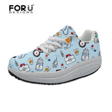 FORUDESIGNS 3D Medicine Bottle Print Women's Nursing Spring Platform Shoes