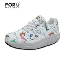 FORUDESIGNS 3D Medicine Bottle Print Women's Nursing Spring Platform Shoes