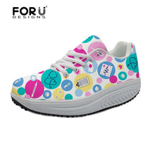 FORUDESIGNS 3D Medicine Bottle Print Women's Nursing Spring Platform Shoes