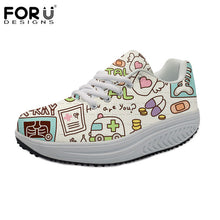 FORUDESIGNS 3D Medicine Bottle Print Women's Nursing Spring Platform Shoes