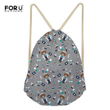 FORUDESIGNS Pink Drawstring Women Backpack Small Cartoon Nurses Printed Women Softback Bagpack School Girls Drawstring Bags Bag