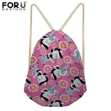 FORUDESIGNS Pink Drawstring Women Backpack Small Cartoon Nurses Printed Women Softback Bagpack School Girls Drawstring Bags Bag