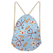 FORUDESIGNS Pink Drawstring Women Backpack Small Cartoon Nurses Printed Women Softback Bagpack School Girls Drawstring Bags Bag