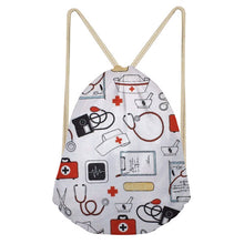 FORUDESIGNS Pink Drawstring Women Backpack Small Cartoon Nurses Printed Women Softback Bagpack School Girls Drawstring Bags Bag