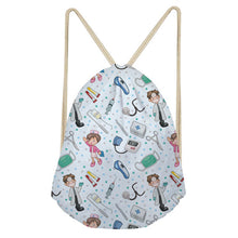FORUDESIGNS Pink Drawstring Women Backpack Small Cartoon Nurses Printed Women Softback Bagpack School Girls Drawstring Bags Bag