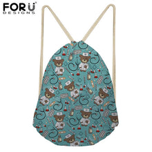 FORUDESIGNS Pink Drawstring Women Backpack Small Cartoon Nurses Printed Women Softback Bagpack School Girls Drawstring Bags Bag