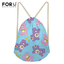 FORUDESIGNS Pink Drawstring Women Backpack Small Cartoon Nurses Printed Women Softback Bagpack School Girls Drawstring Bags Bag