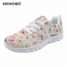 INSTANTARTS New Nursing Design Women Flat Shoes Cartoon Nurse Printed Female Spring Sneakers Light-weight Mesh Flats Zapators
