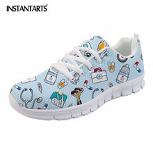 INSTANTARTS New Nursing Design Women Flat Shoes Cartoon Nurse Printed Female Spring Sneakers Light-weight Mesh Flats Zapators