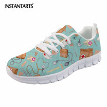 INSTANTARTS New Nursing Design Women Flat Shoes Cartoon Nurse Printed Female Spring Sneakers Light-weight Mesh Flats Zapators