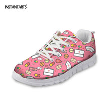 INSTANTARTS New Nursing Design Women Flat Shoes Cartoon Nurse Printed Female Spring Sneakers Light-weight Mesh Flats Zapators