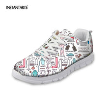 INSTANTARTS New Nursing Design Women Flat Shoes Cartoon Nurse Printed Female Spring Sneakers Light-weight Mesh Flats Zapators