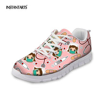 INSTANTARTS New Nursing Design Women Flat Shoes Cartoon Nurse Printed Female Spring Sneakers Light-weight Mesh Flats Zapators