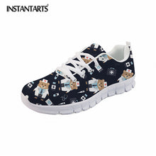 INSTANTARTS New Nursing Design Women Flat Shoes Cartoon Nurse Printed Female Spring Sneakers Light-weight Mesh Flats Zapators