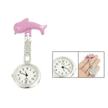 YCYS  High Quality cute Clip-on Brooch Dolphin fob Watches Fashion Round silver Women girls watches nurse watch