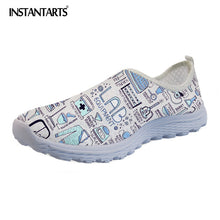 INSTANTARTS 2018 Summer Women Slip-on Flat Shoes Nursing Pattern Breathable Ladies Sneaker Shoes Fashion Air Mesh Woman Flats