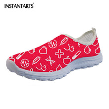 INSTANTARTS 2018 Summer Women Slip-on Flat Shoes Nursing Pattern Breathable Ladies Sneaker Shoes Fashion Air Mesh Woman Flats