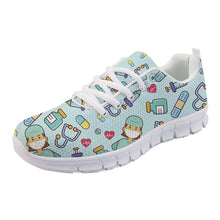 INSTANTARTS Spring Nurse Flat Shoes Women Cute Cartoon Nurses Printed Women's Sneakers Shoes Breathable Mesh Flats Female Shoes