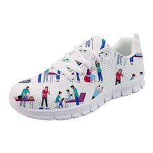 INSTANTARTS Spring Nurse Flat Shoes Women Cute Cartoon Nurses Printed Women's Sneakers Shoes Breathable Mesh Flats Female Shoes
