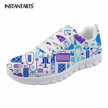 INSTANTARTS Spring Nurse Flat Shoes Women Cute Cartoon Nurses Printed Women's Sneakers Shoes Breathable Mesh Flats Female Shoes