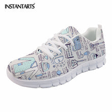 INSTANTARTS Spring Nurse Flat Shoes Women Cute Cartoon Nurses Printed Women's Sneakers Shoes Breathable Mesh Flats Female Shoes