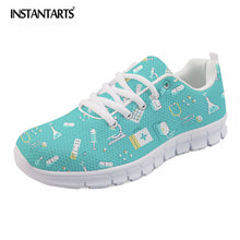 INSTANTARTS Spring Nurse Flat Shoes Women Cute Cartoon Nurses Printed Women's Sneakers Shoes Breathable Mesh Flats Female Shoes