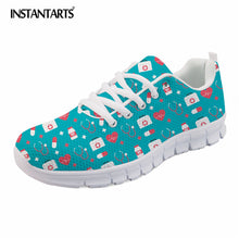 INSTANTARTS Spring Nurse Flat Shoes Women Cute Cartoon Nurses Printed Women's Sneakers Shoes Breathable Mesh Flats Female Shoes
