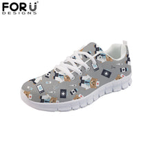 FORUDESIGNS Casual Women Flats Shoes Cartoon Nurses Bear Pattern Female Light Mesh Shoes Cute Nurse 3D Print Women's Sneakers