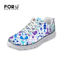 FORUDESIGNS Casual Women Flats Shoes Cartoon Nurses Bear Pattern Female Light Mesh Shoes Cute Nurse 3D Print Women's Sneakers