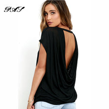 2018 Open Back Sexy T Shirt Short Sleeve Summer Style Women Clothing Backless O-neck Tops Tees Black White Tshirts Cotton Women