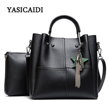 Striped Patchwork Shoulder Bags Fashion Pu Leather 2 pcs Composite Bag Famous Set