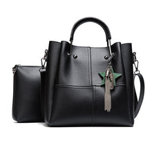 Striped Patchwork Shoulder Bags Fashion Pu Leather 2 pcs Composite Bag Famous Set