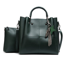 Striped Patchwork Shoulder Bags Fashion Pu Leather 2 pcs Composite Bag Famous Set