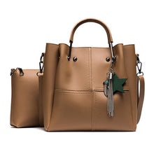 Striped Patchwork Shoulder Bags Fashion Pu Leather 2 pcs Composite Bag Famous Set