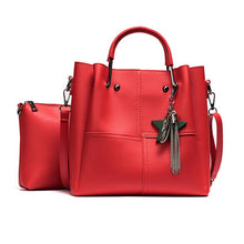 Striped Patchwork Shoulder Bags Fashion Pu Leather 2 pcs Composite Bag Famous Set