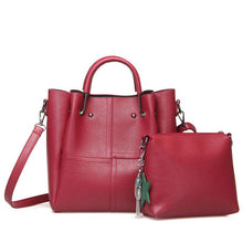 Striped Patchwork Shoulder Bags Fashion Pu Leather 2 pcs Composite Bag Famous Set