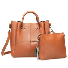 Striped Patchwork Shoulder Bags Fashion Pu Leather 2 pcs Composite Bag Famous Set
