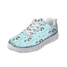 ELVISWORD Women Flats Summer Nurse Mesh Shoes Women 3D Cute Nurse Printed Lace-up Comfortable Shoes Sneakers